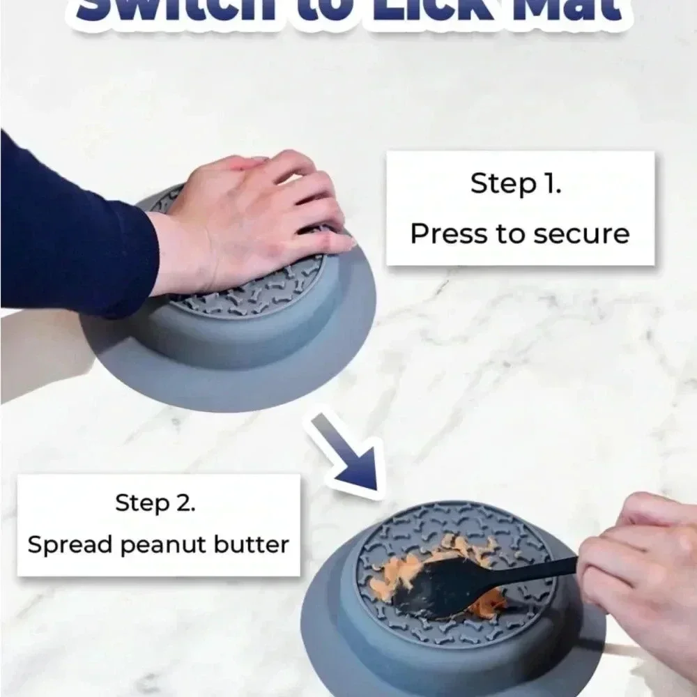 Reversible Dog Slow Feeder Bowl Lick Mat, NWT